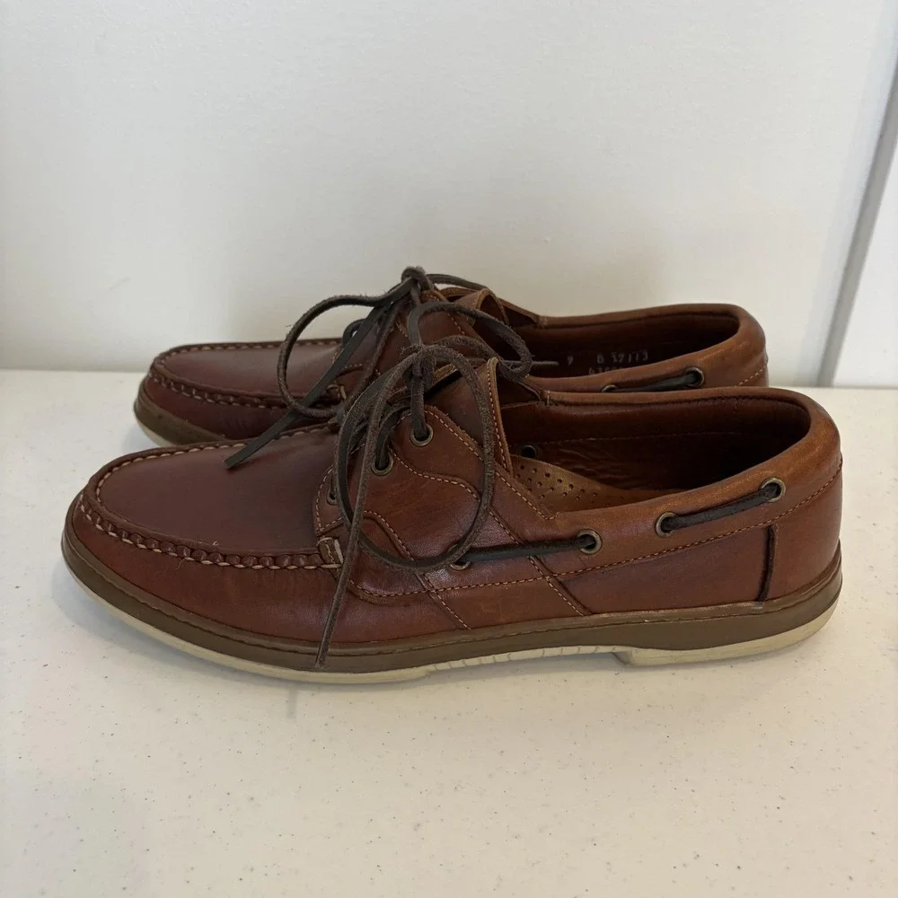 Allen Edmonds Eastport Shoes Mens Size 9 Brown Leather Boat Shoes Made USA 43504